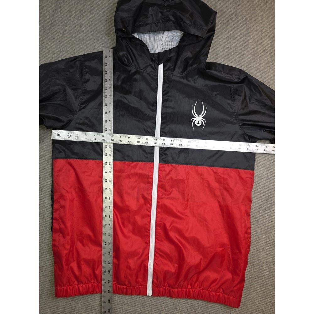 Spyder Men's L Black Red Logo Water Resistant Hooded Windbreaker Mesh Lined - Picture 4 of 12